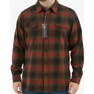 Burnside Men’s Plaid Flannel Shirt Crimson Red Size Large NWT Camping Grunge